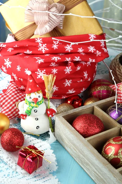 Beautiful Christmas composition with Christmas toys close-up — Stock Photo, Image