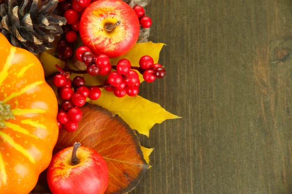 Beautiful autumn composition, on wooden background — Stock Photo, Image