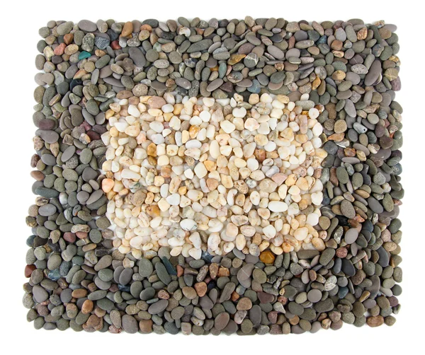 Frame of small sea stones, isolated on white — Stock Photo, Image