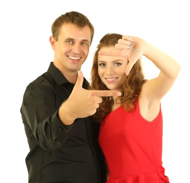 genç bir çift beyaz izole