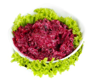 pancar salatası üzerine beyaz izole plakaları