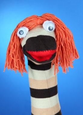 şirin çorap kukla mavi zemin üzerine