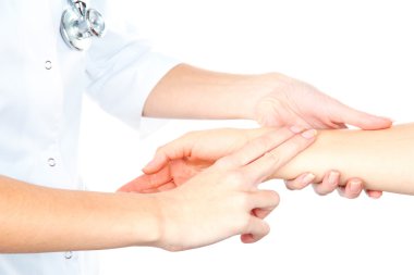 beyaz izole nabız ölçme