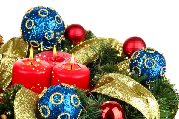 Beautiful Christmas wreath isolated on white — Stock Photo, Image