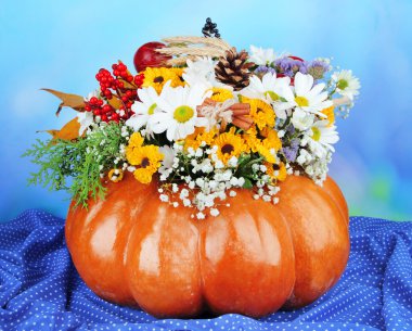 Kabak parlak zemin üzerine masada güzel sonbahar kompozisyon