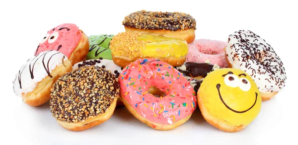 Süße Donuts isoliert auf weiß — Stockfoto