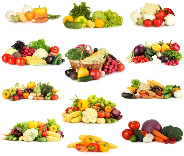 Collage of vegetables isolated on white — Stock Photo, Image