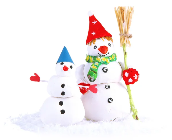 Hermosos muñecos de nieve aislados en blanco — Foto de Stock