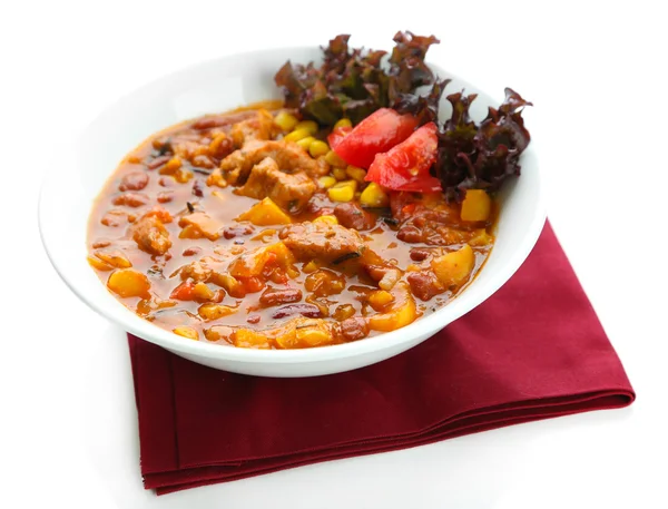 Carne de Maíz de Chili - comida tradicional mexicana, aislada en blanco — Foto de Stock