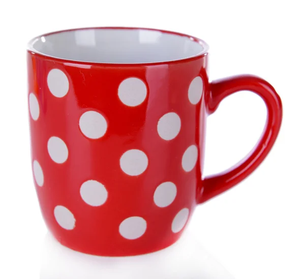 Red polka dot mug isolated on white — Stock Photo, Image