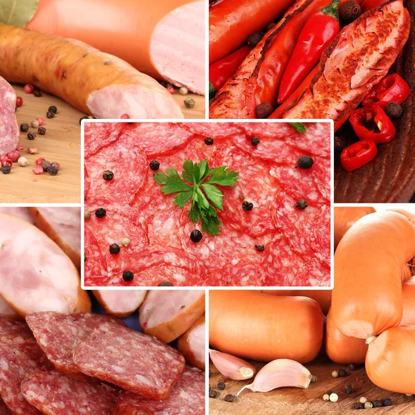 Sausages collage — Stock Photo, Image