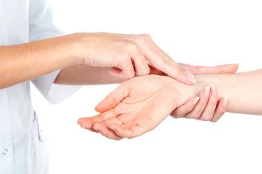 beyaz izole nabız ölçme