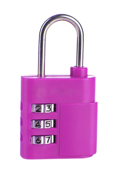 Pink padlock isolated on white — Stock Photo, Image