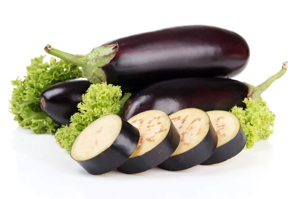 Fresh eggplants isolated on white — Stock Photo, Image