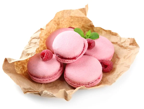 Macarons doux isolés sur blanc — Photo