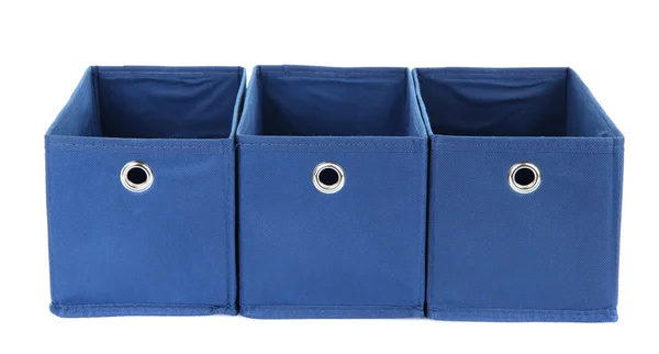 Blue textile boxes isolated on white — Stock Photo, Image