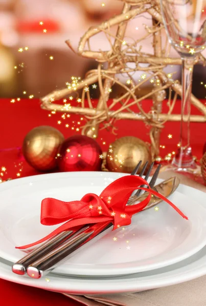 Serving Christmas table close-up Royalty Free Stock Photos