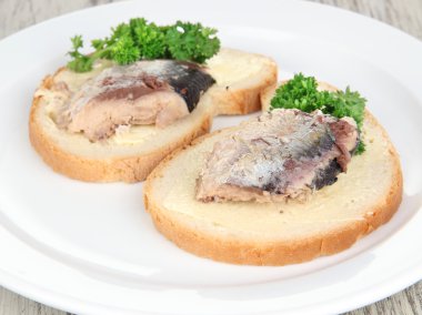 scomber ile lezzetli sandviçler yakın çekim