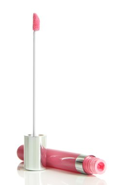 Güzel dudak parlatıcısı, beyazda izole edilmiş.