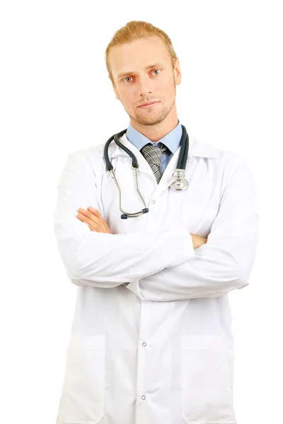 Portrait of doctor isolated on white — Stock Photo, Image