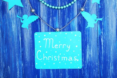 tabela ile mutlu Noeller ahşap masa arka plan yakın çekim kelime.