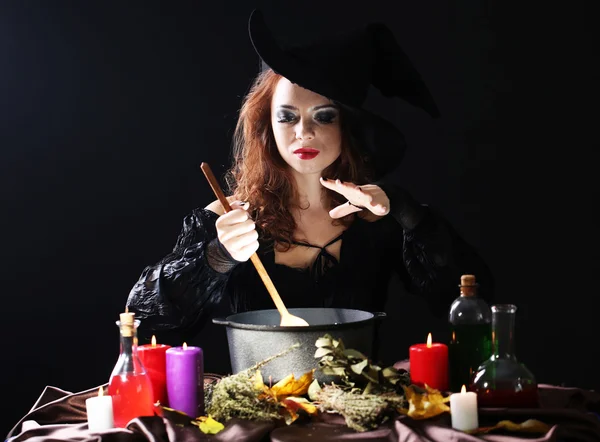 Halloween witch on black background — Stock Photo, Image