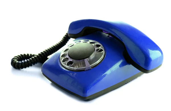Telefone azul retro, isolado em branco — Fotografia de Stock