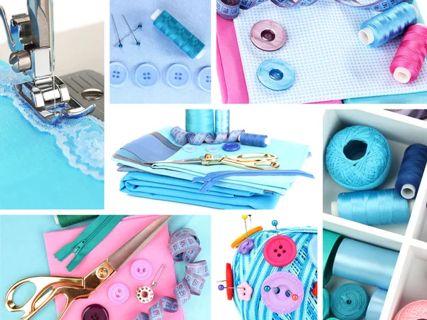 Collage of sewing equipment — Stock Photo, Image