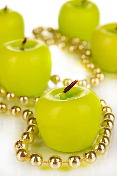 Aroma apple candles with beads close up — Stock Photo, Image