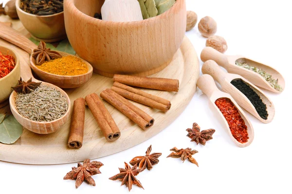 Various spices and herbs isolated on white — Stock Photo, Image