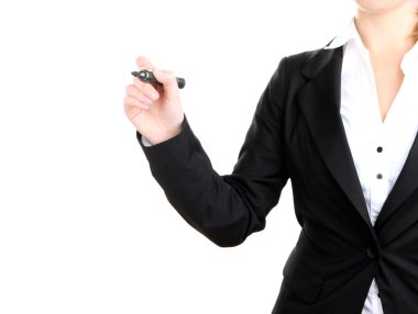 insan eli boş şeffaf beyaz tahta yazma