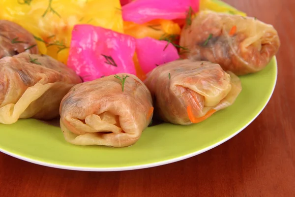 Stuffed cabbage rolls on table close-up — Stock Photo, Image