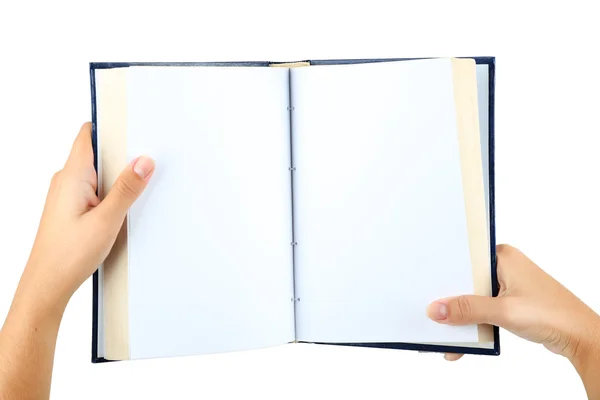 Libro en manos aisladas sobre blanco — Foto de Stock