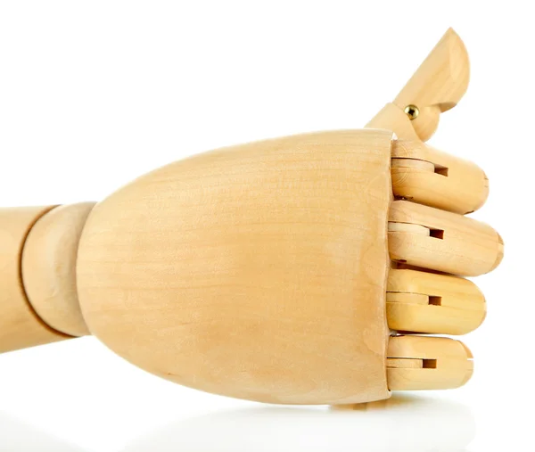 Wooden hand isolated on white — Stock Photo, Image