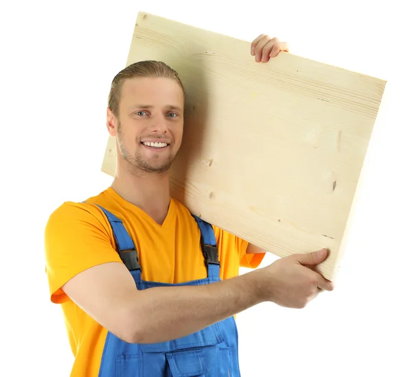 Portrait of young foreman isolated on white — Stock Photo, Image