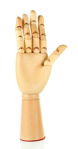 Wooden hand isolated on white — Stock Photo, Image