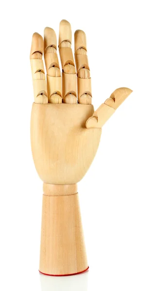 Mano in legno isolata su bianco — Foto Stock