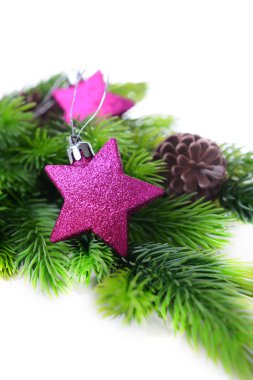 Christmas dekoratif yıldız çam ağacı, beyaz izole üzerinde