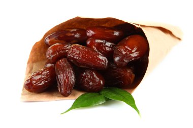 Kağıt koni üzerinde beyaz izole kurutulmuş tarihleri