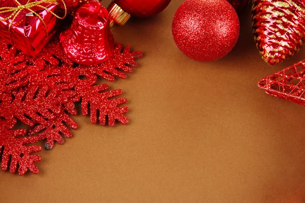 Beautiful Christmas decorations on brown background — Stock Photo, Image