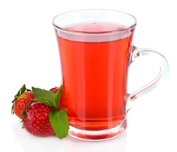 Delicious strawberry tea isolated on white — Stock Photo, Image