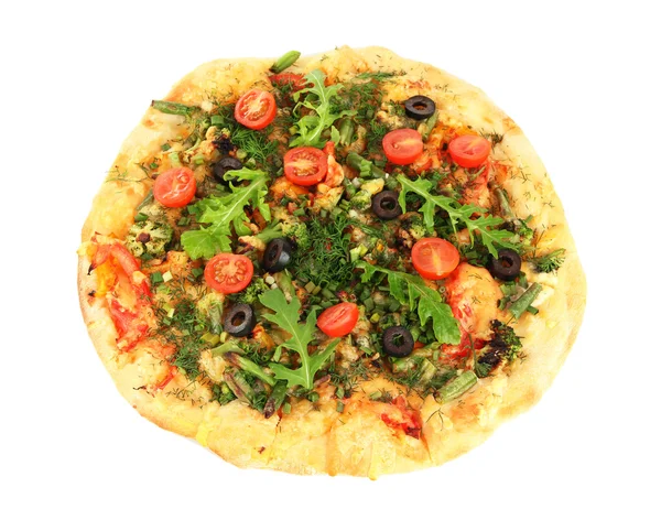 Leckere vegetarische Pizza, isoliert auf weiß — Stockfoto