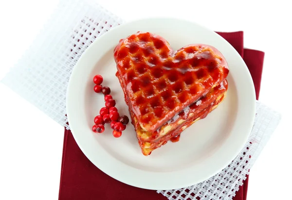 Gaufres belges sucrées à la confiture, isolées sur blanc — Photo