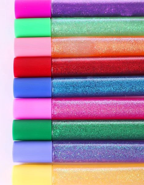 Colorful glitter glue isolated on white — Stock Photo, Image