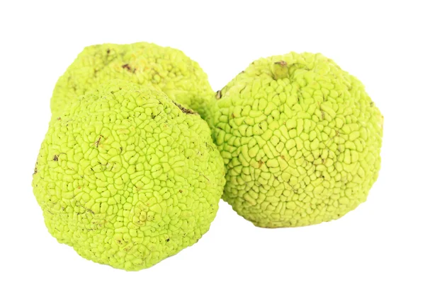 Osage Frutos de naranja (Maclura pomifera), aislados sobre blanco —  Fotos de Stock