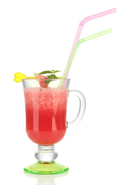 Färsk vattenmelon juice, isolerade på vitt glas — Stockfoto