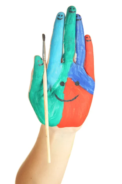 Malované ruka s úsměvem izolovaných na bílém — Stock fotografie