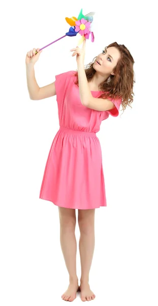 Menina bonita no vestido isolado no branco — Fotografia de Stock