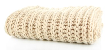 beyaz izole sıcak örme atkı