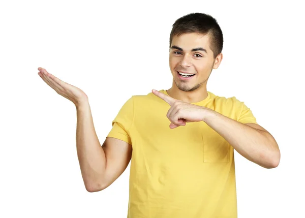 Retrato de hombre joven sobre fondo gris —  Fotos de Stock